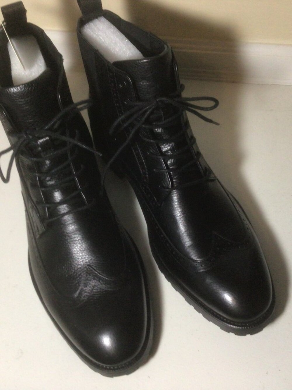 Aldo Black Leather Wing Tip Ankle Boots New Size US 12